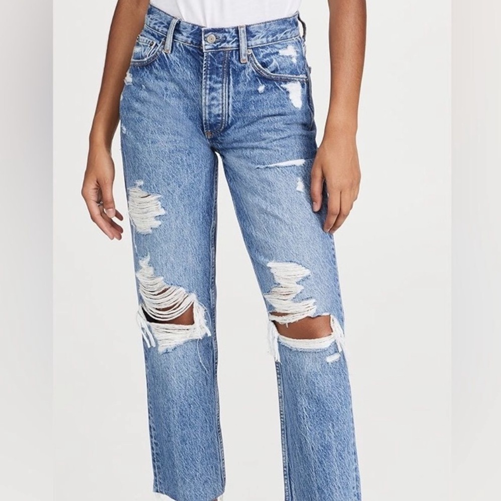 Boyish Light Blue Distressed Straight Leg Jeans
